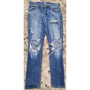 7 For All Mankind Jeans Women's 24 Blue Denim Josefina Skinny Boyfriend‎ Stretch